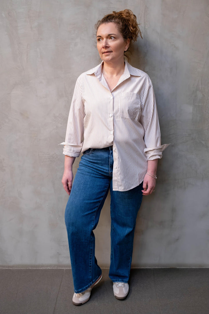 Laura Striped Shirt Beige / White
