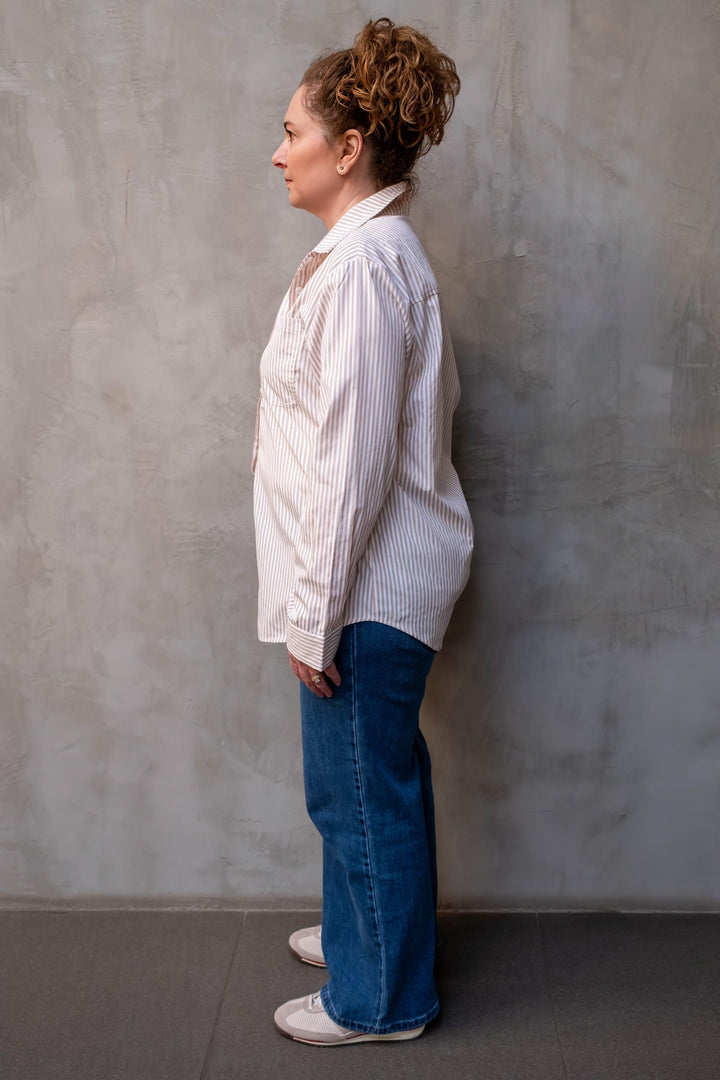 Laura Striped Shirt Beige / White