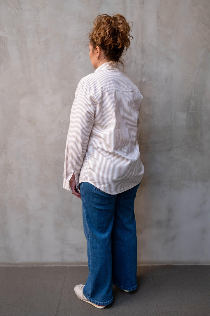 Laura Striped Shirt Beige / White
