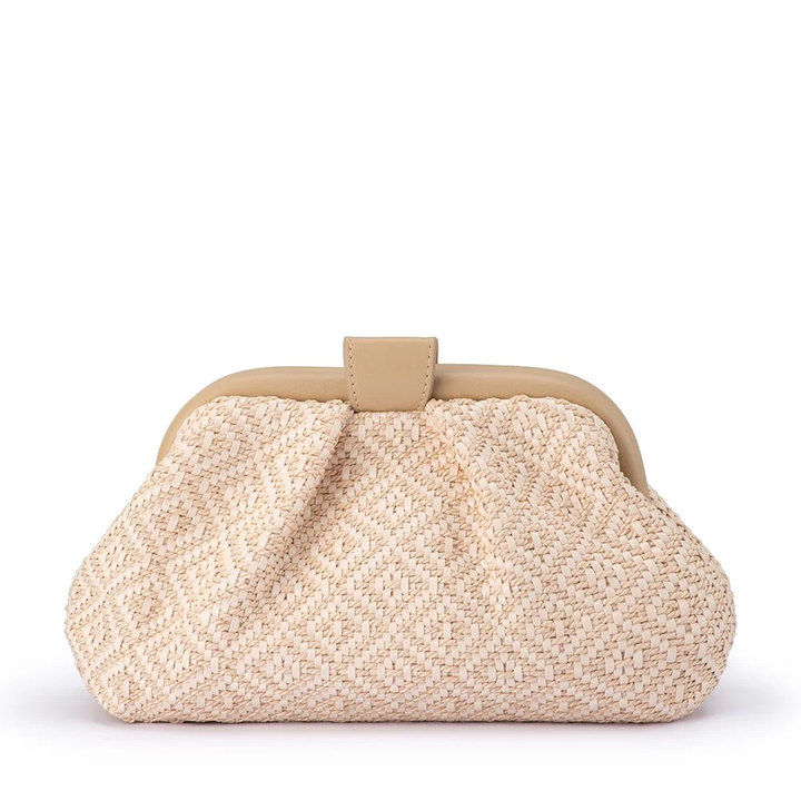 Olga Berg - Minki Gathered Woven Clutch Natural