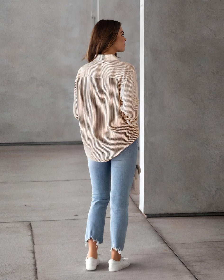 Laura Striped Shirt Beige / White