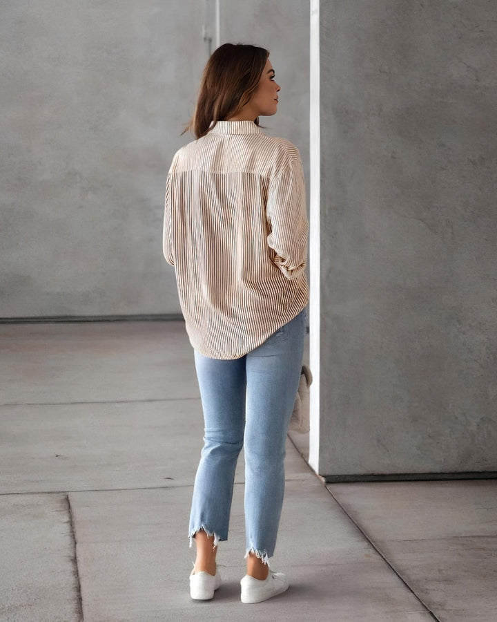 Laura Striped Shirt Beige / White