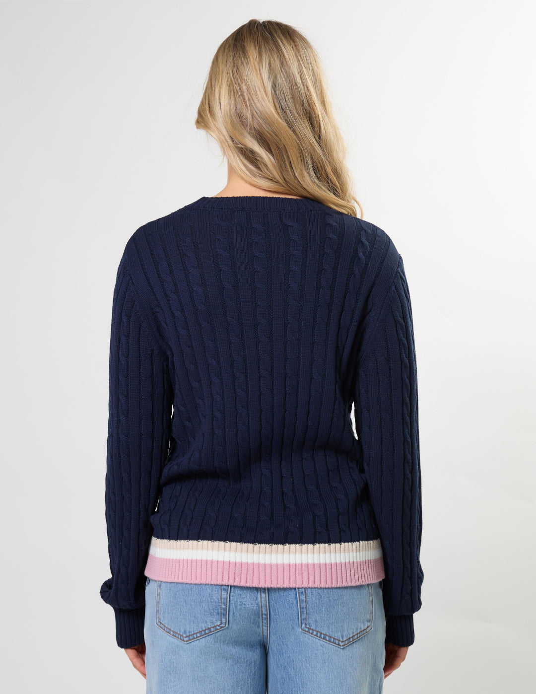 Stella + Gemma - Cable Crew Knit Navy