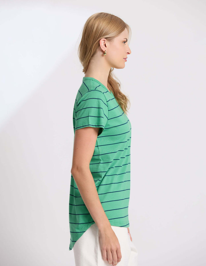 Stella + Gemma - Classic Tee Green / Navy Stripe