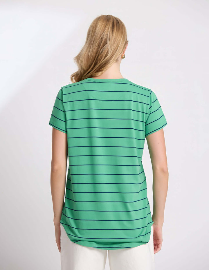 Stella + Gemma - Classic Tee Green / Navy Stripe