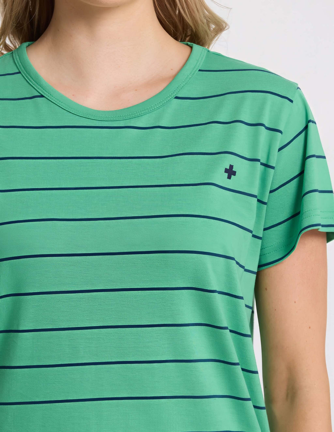 Stella + Gemma - Classic Tee Green / Navy Stripe