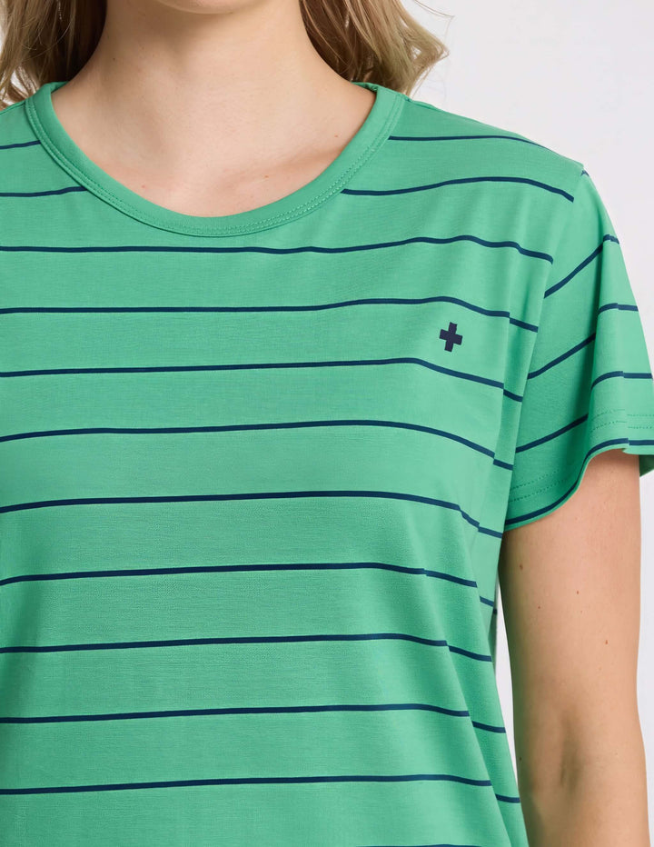 Stella + Gemma - Classic Tee Green / Navy Stripe