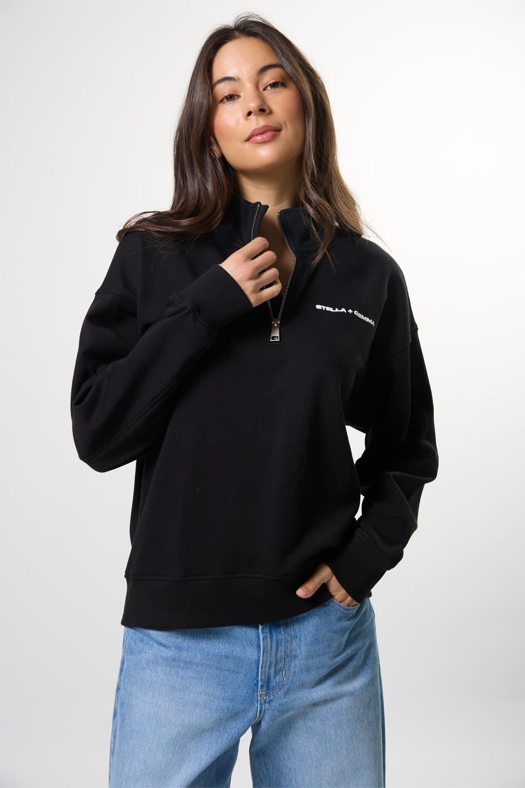 Stella + Gemma - Core 1/4 Zip Sweat Black