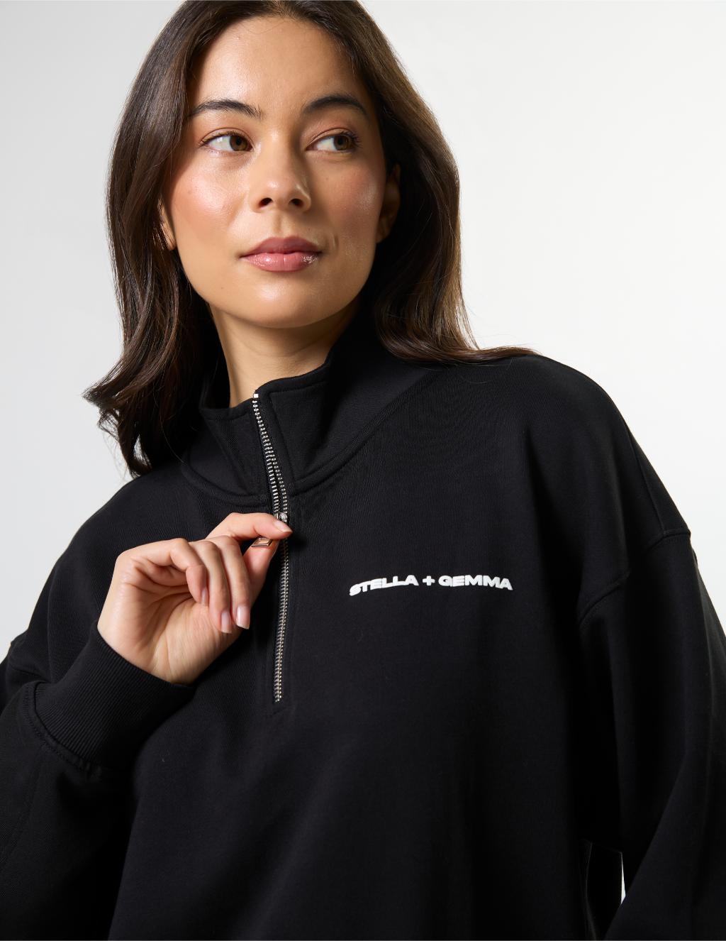 Stella + Gemma - Core 1/4 Zip Sweat Black
