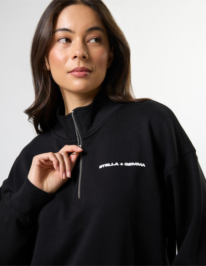 Stella + Gemma - Core 1/4 Zip Sweat Black