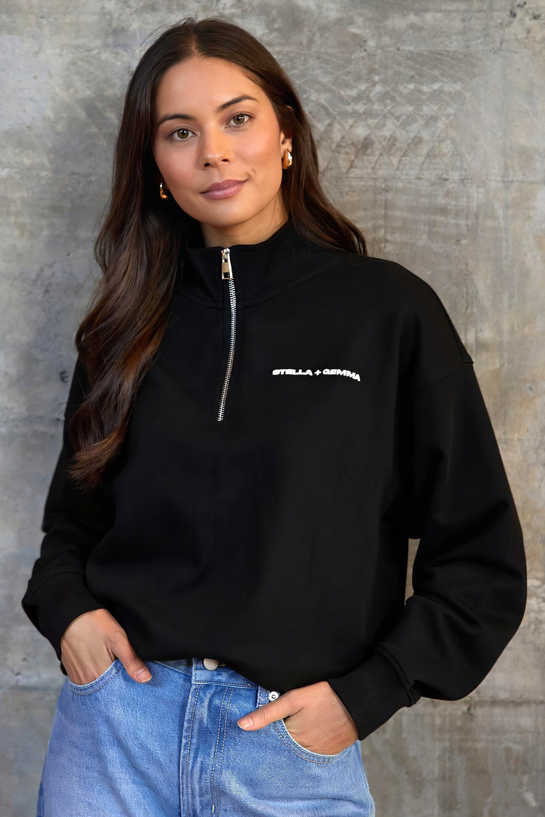 Stella + Gemma - Core 1/4 Zip Sweat Black