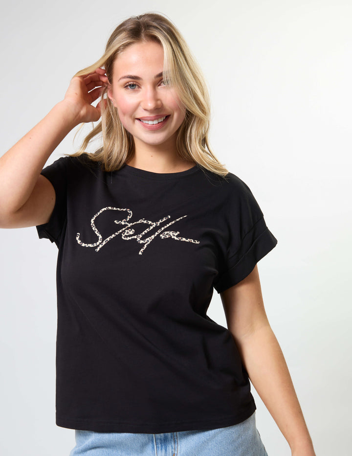 Stella + Gemma - Cuff Tee Black