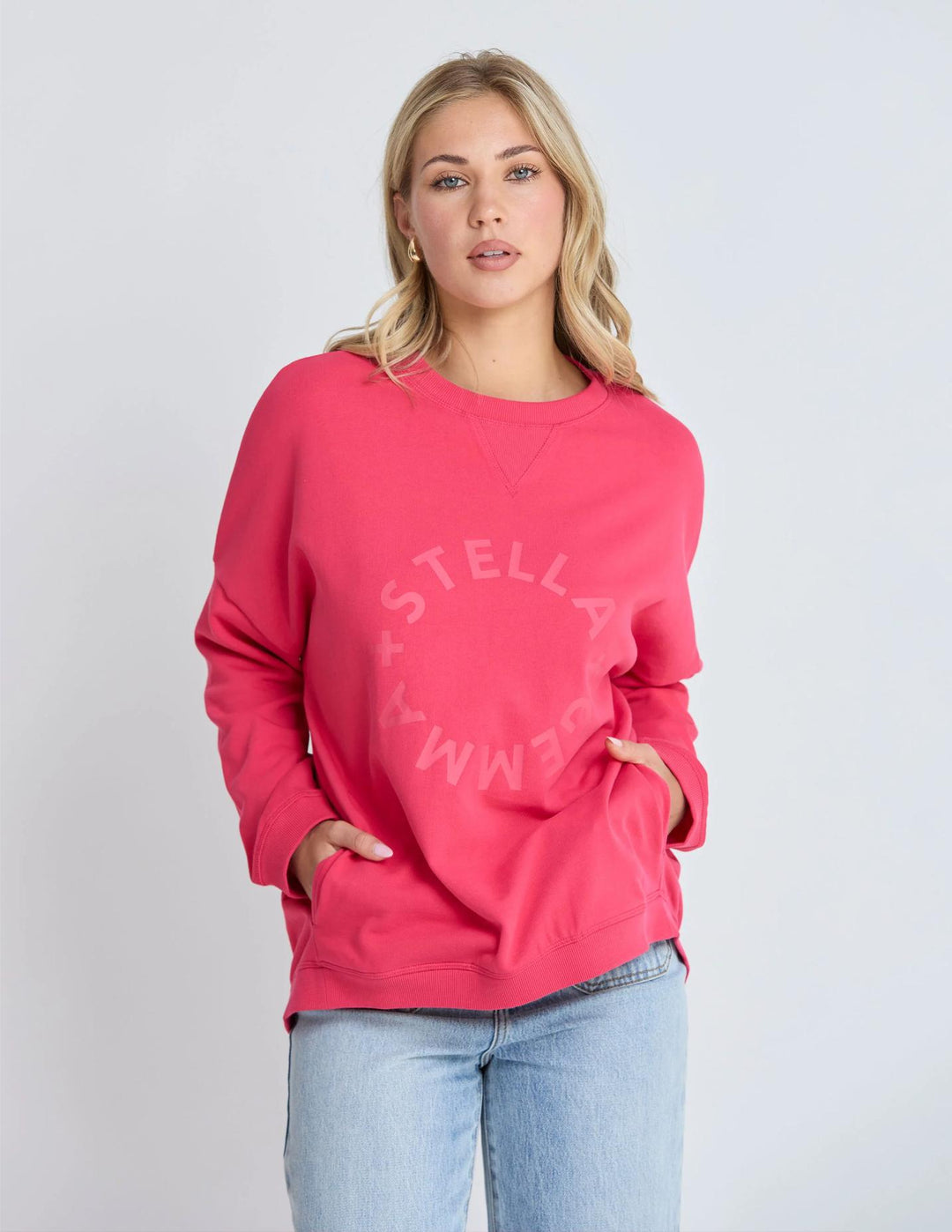 Stella + Gemma - Newport Pocket Crew Sweat Raspberry