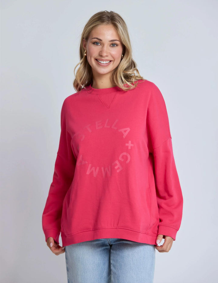 Stella + Gemma - Newport Pocket Crew Sweat Raspberry