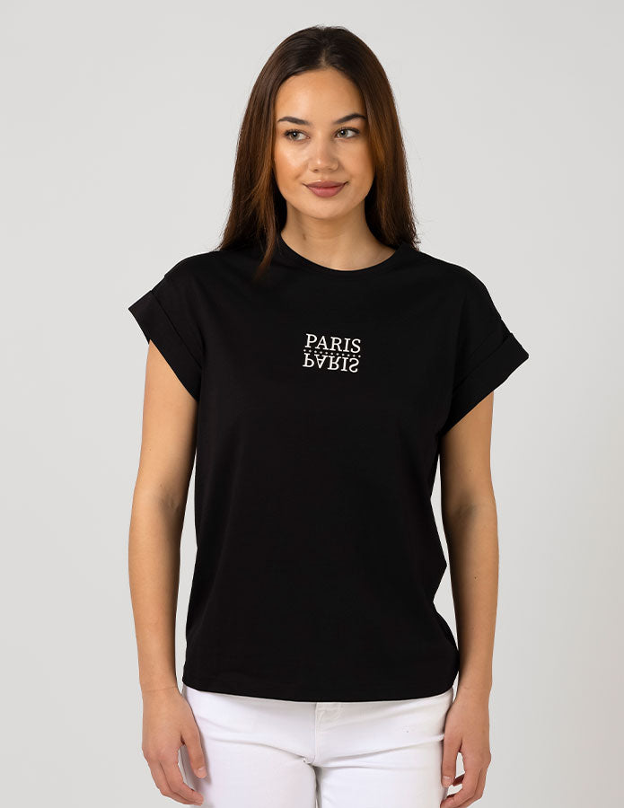 Stella + Gemma - Paris Cuff Sleeve Tee Black