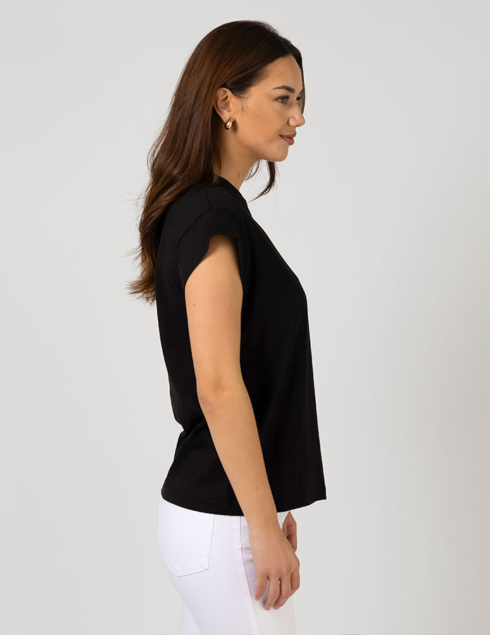 Stella + Gemma - Paris Cuff Sleeve Tee Black