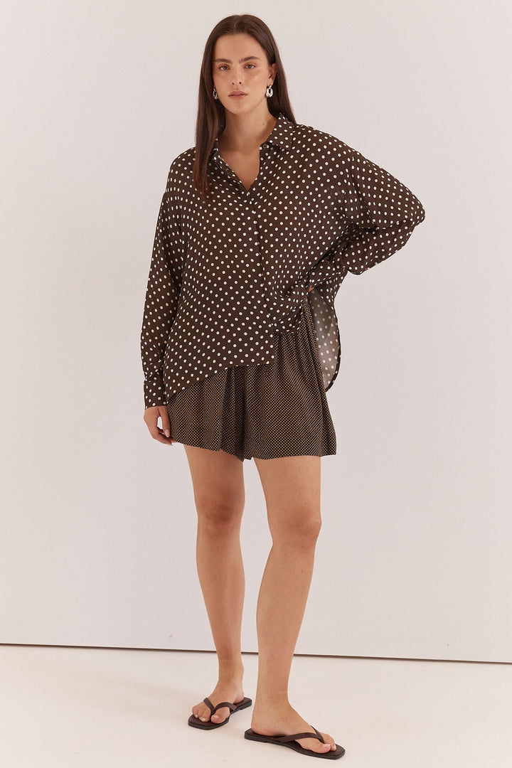 Sass - Joy Shirt Polka Dot Brown