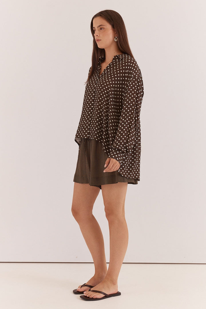 Sass - Joy Shirt Polka Dot Brown