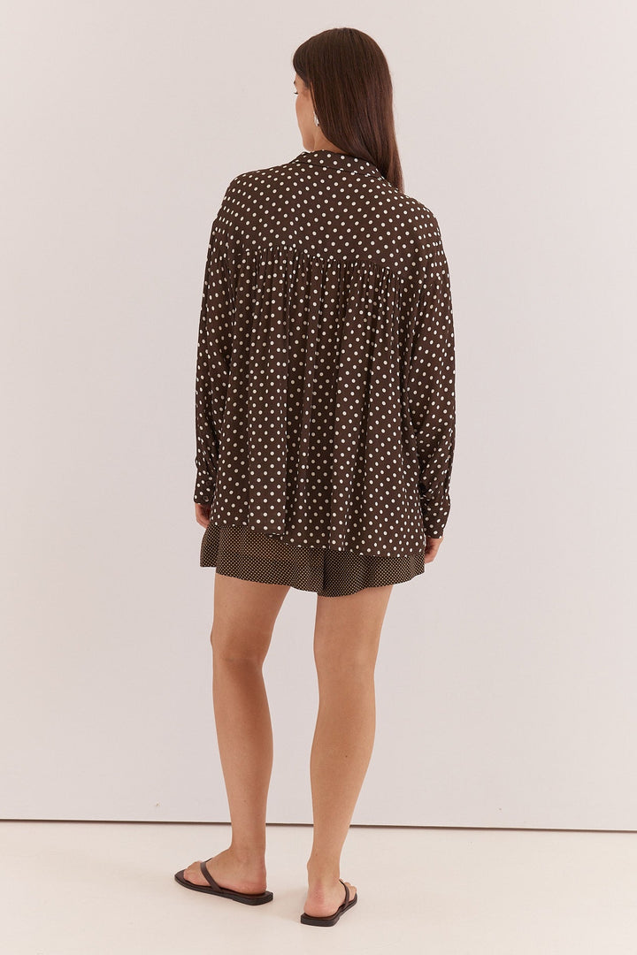 Sass - Joy Shirt Polka Dot Brown
