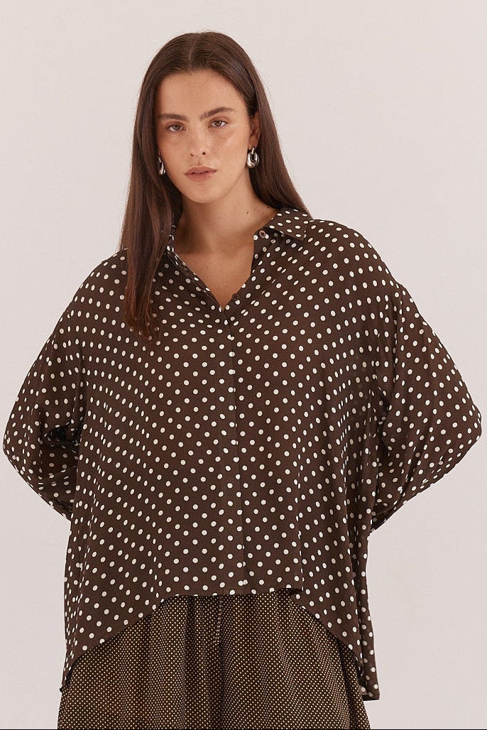 Sass - Joy Shirt Polka Dot Brown