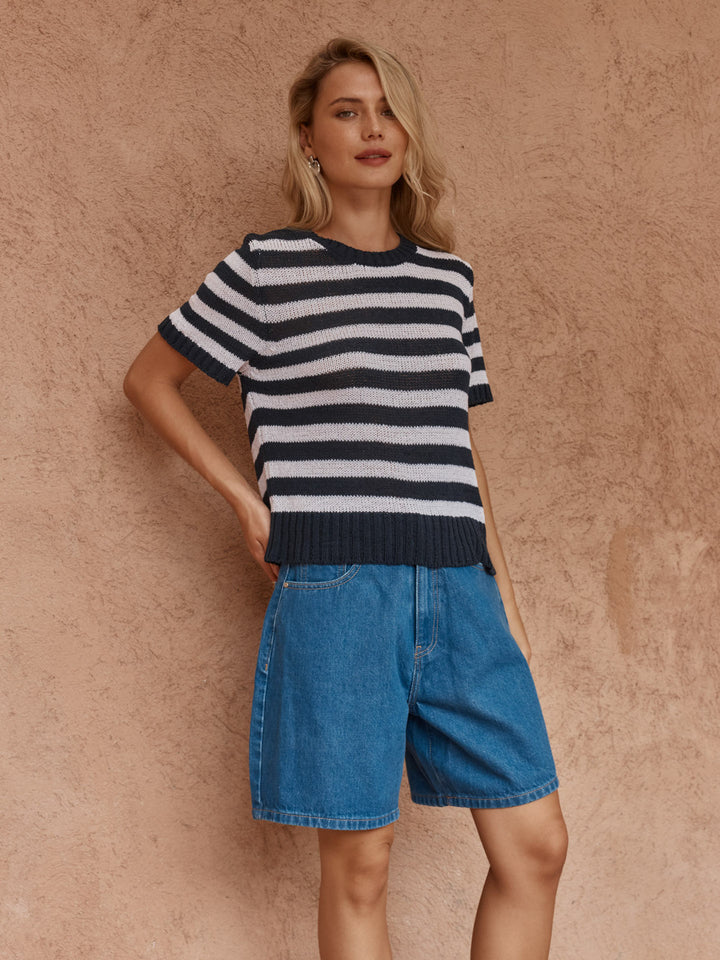 Sass - Jules Stripe Tee Navy / White