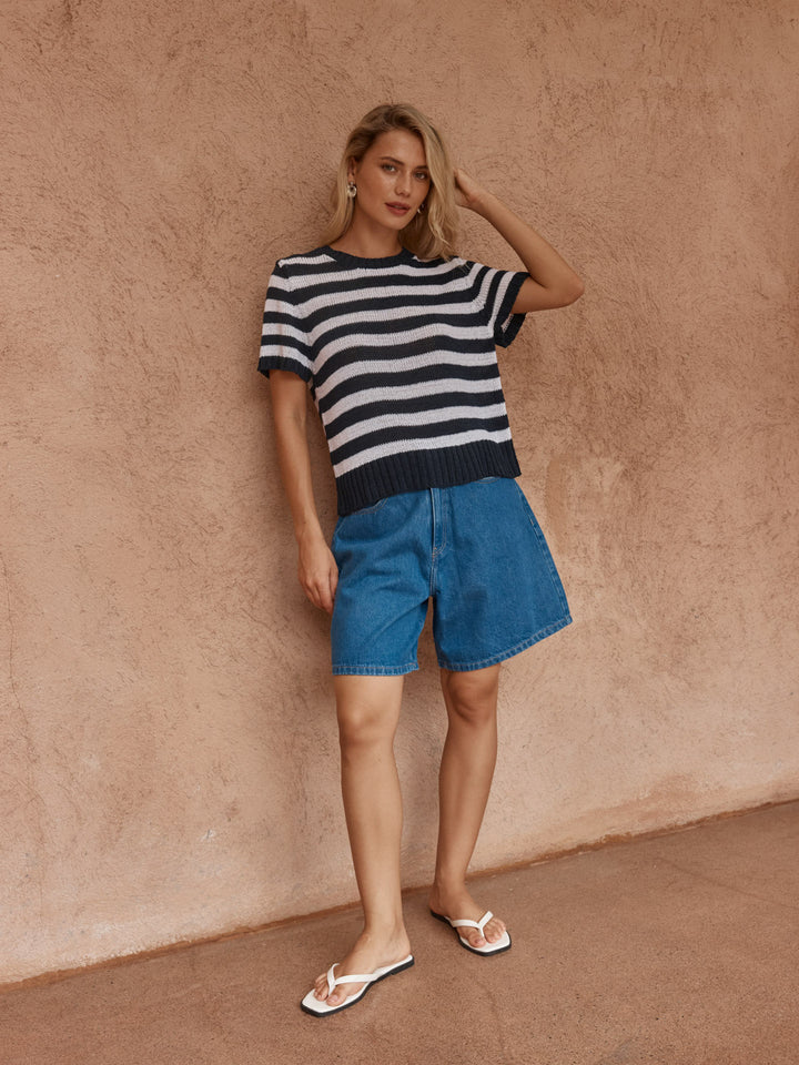 Sass - Jules Stripe Tee Navy / White