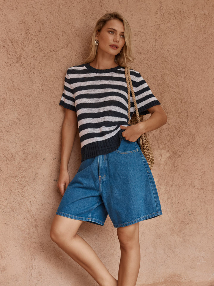 Sass - Jules Stripe Tee Navy / White