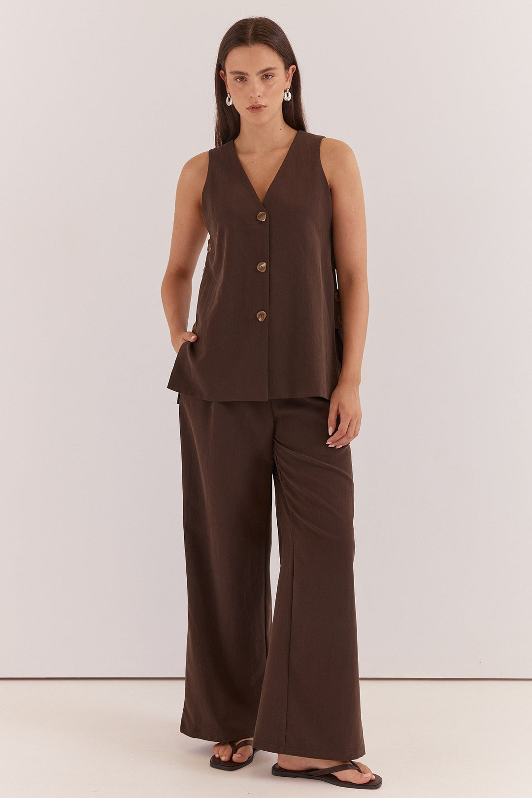 Sass - Natalie Wide Leg Trouser Chocolate