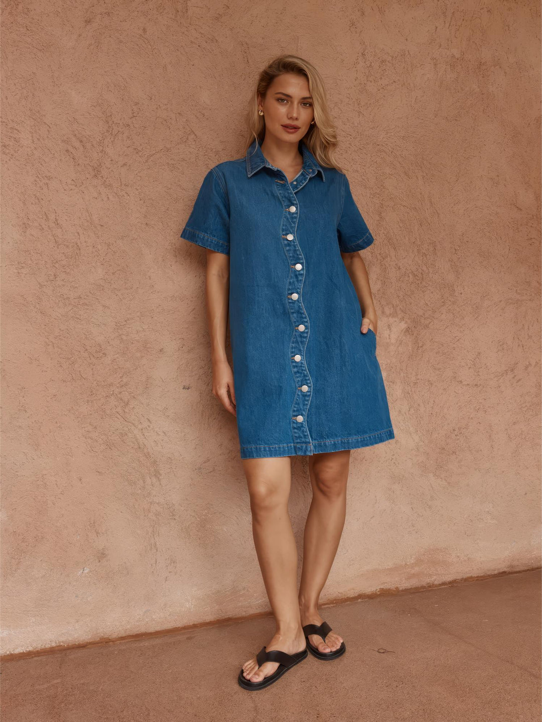 Sass - Pepe Wave Denim Dress Classic Blue