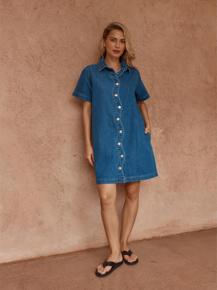Sass - Pepe Wave Denim Dress Classic Blue