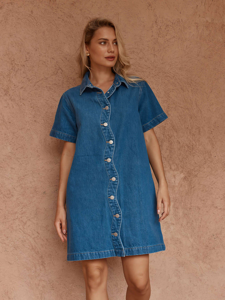 Sass - Pepe Wave Denim Dress Classic Blue