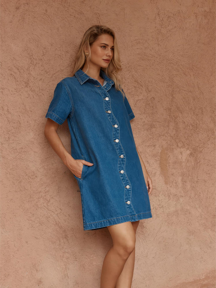 Sass - Pepe Wave Denim Dress Classic Blue