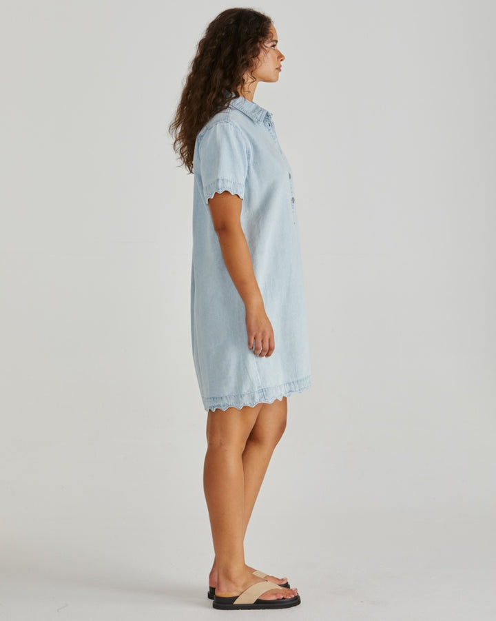Sass - Vale Scalloped Denim Dress Bleach