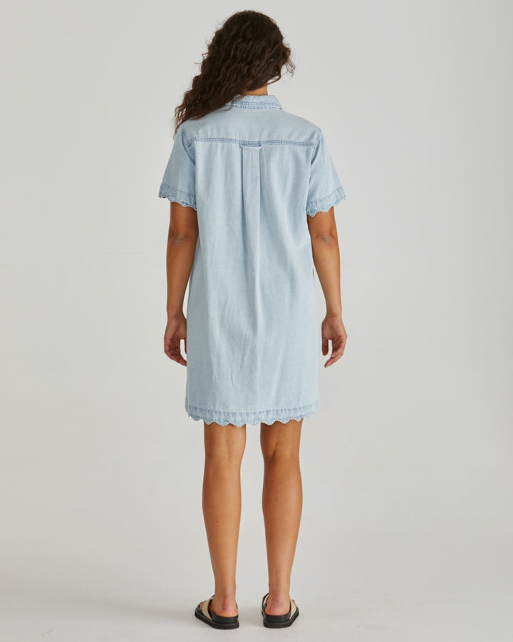 Sass - Vale Scalloped Denim Dress Bleach