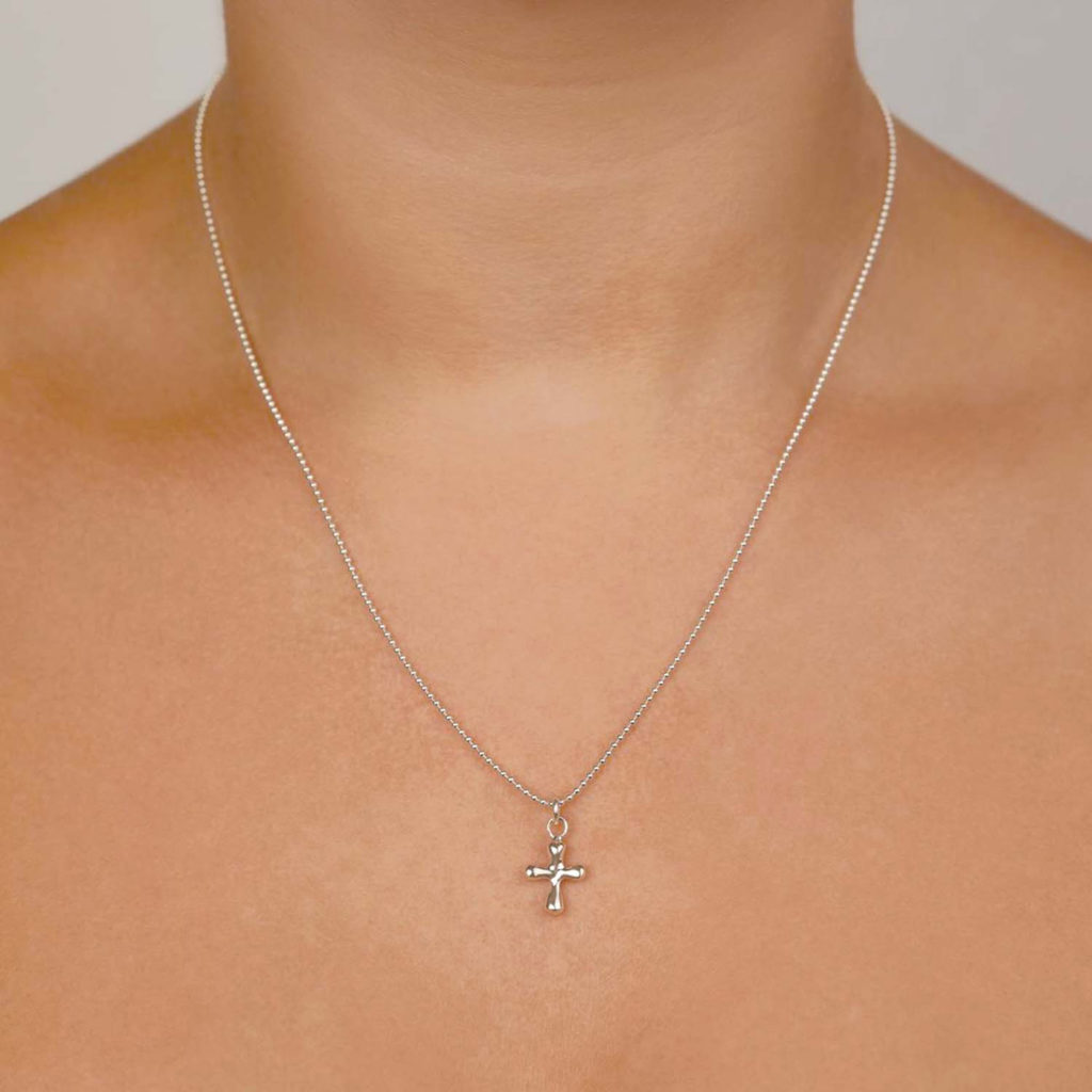 Von Treskow - Fine Ball Chain Necklace With Silver Cross Charm