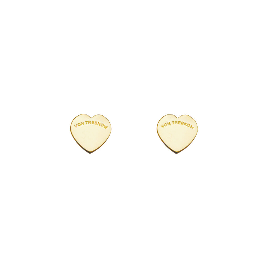 Von Treskow - VT Flat Heart Studs Gold