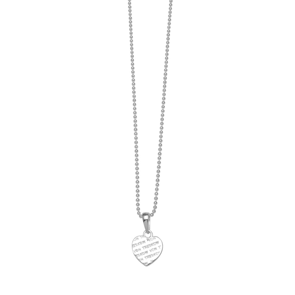 Von Treskow - Ball Chain Necklace With Vt Liebe Heart Silver