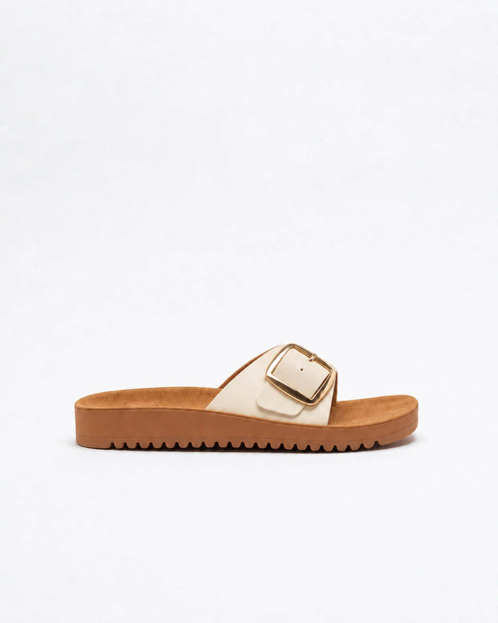 Walnut Shoes - Selena Leather Slide Bone
