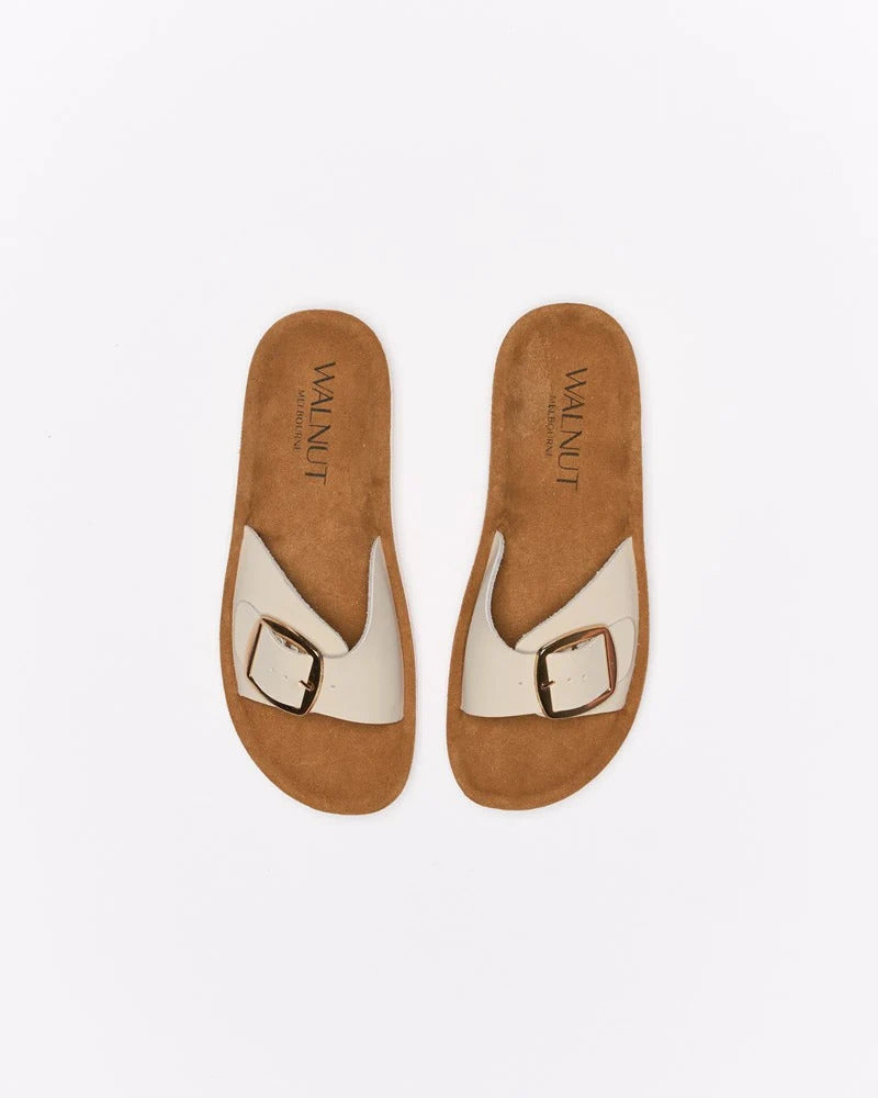 Walnut Shoes - Selena Leather Slide Bone