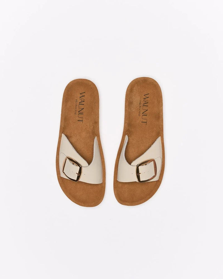 Walnut Shoes - Selena Leather Slide Bone