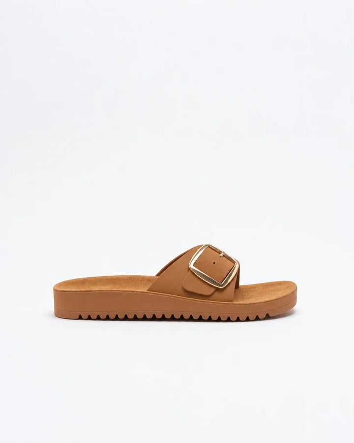 Walnut Shoes - Selena Leather Slide Tan