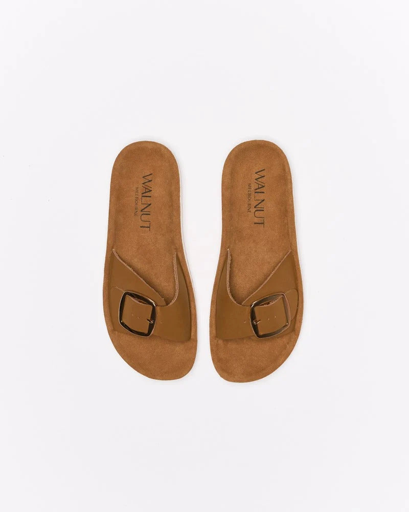 Walnut Shoes - Selena Leather Slide Tan
