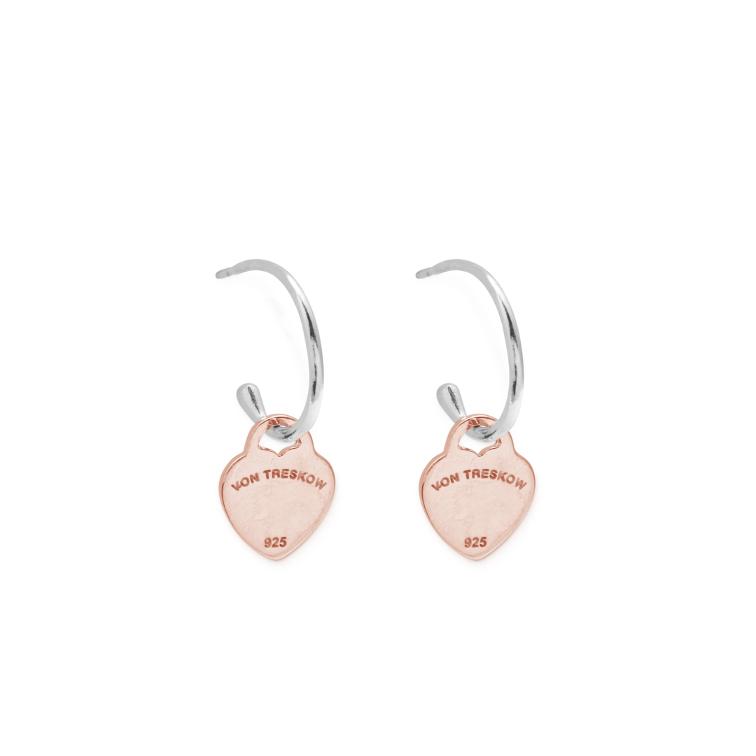 Von Treskow - Open Hoop Earrings With VT Heart Rose