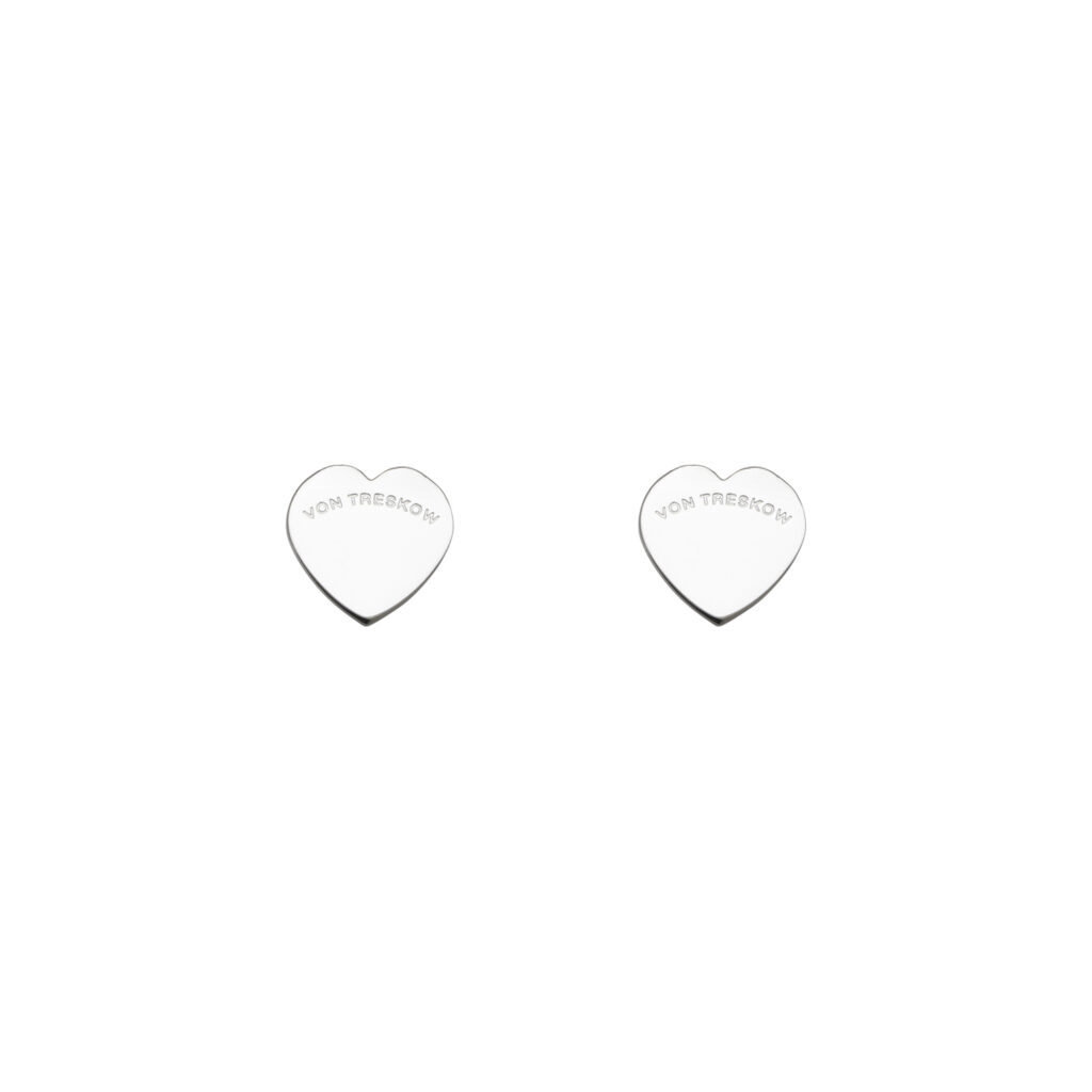 Von Treskow - VT Flat Heart Studs Silver